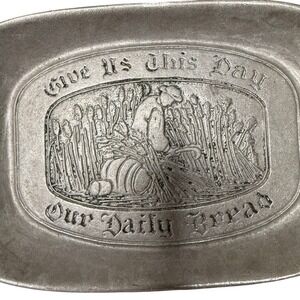 Vintage Wilton Armetale "Give Us This Day‎ Our Daily Bread" Pewter Plate